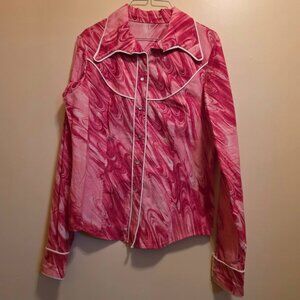 Handmade Western Long Sleeve Pink Swirl Shirt w/faux snaps